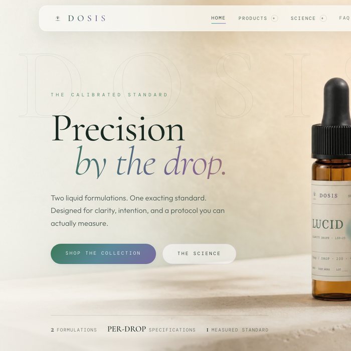 The DOSIS website homepage: Precision by the drop